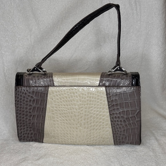 Guess Black and Cream Croc-Embossed Shoulder Bag - Picture 2 of 4